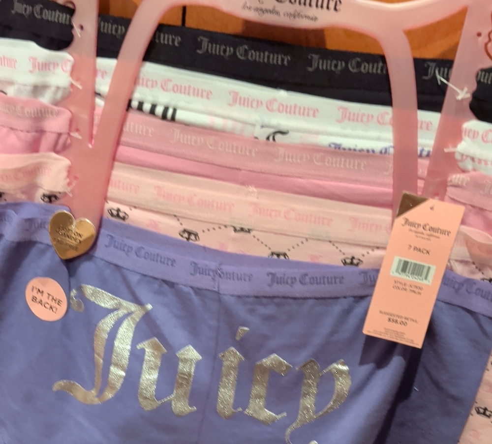 Juicy Couture Logo Boy Short Panty Underwear 5 Pack XL